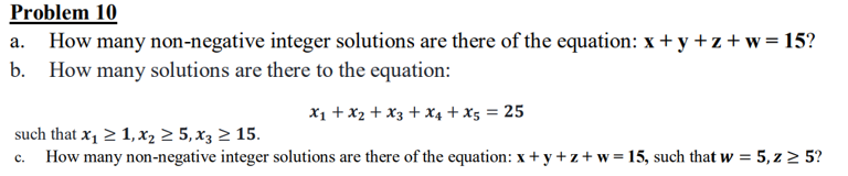 Solved Problem 10 How many non-negative integer solutions | Chegg.com