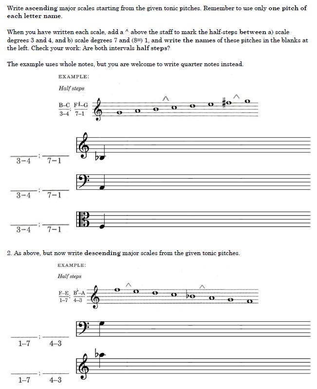 Write ascending major scales starting from the given | Chegg.com