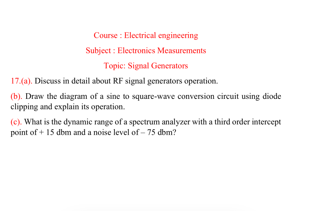 Solved Course : Electrical engineering Subject : Electronics | Chegg.com