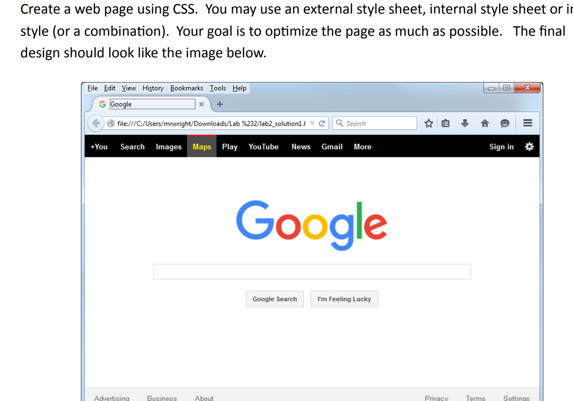 Solved Create a web page using CSS. You may use an external | Chegg.com