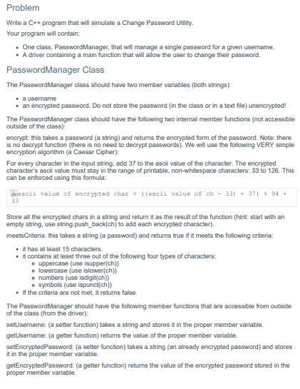 Solved Problem Write a C++ program that will simulate a | Chegg.com