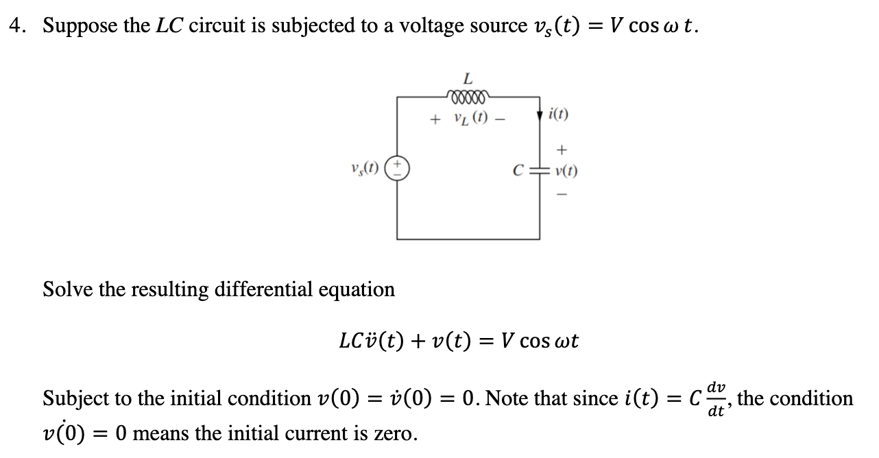 Solved Suppose the LC circuit is subjected to a voltage | Chegg.com