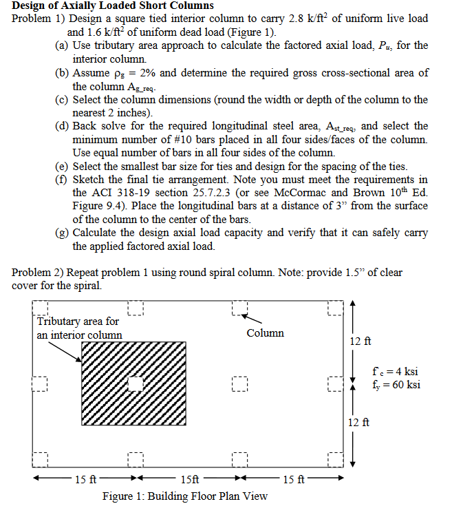 Solved Design of Axially Loaded Short Columns Problem 1) | Chegg.com
