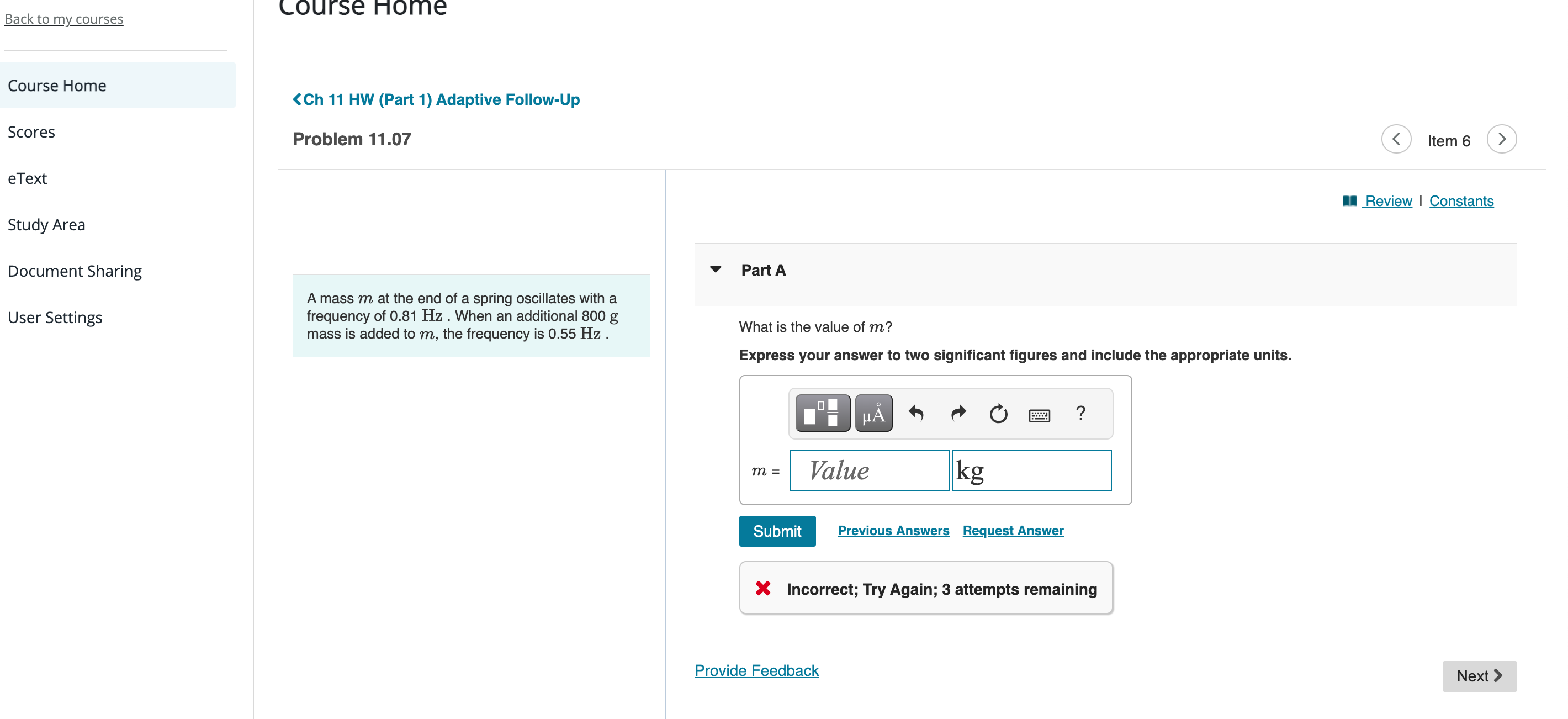 Solved Back to my courses Course Home m at the end of a | Chegg.com