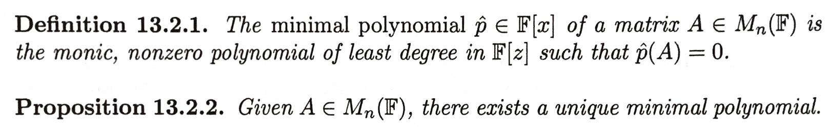 Solved п Definition 13.2.1. The minimal polynomial Ộ E F(x) | Chegg.com