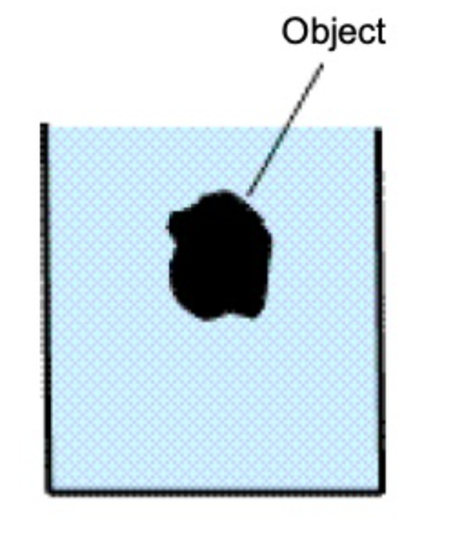 Solved A container is filled to the brim with water. A solid | Chegg.com