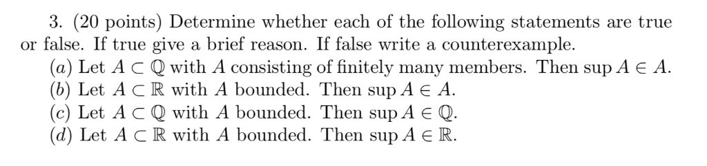 Solved 3. (20 points) Determine whether each of the | Chegg.com