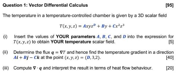 Solved Question 1: Vector Differential Calculus [95] The | Chegg.com