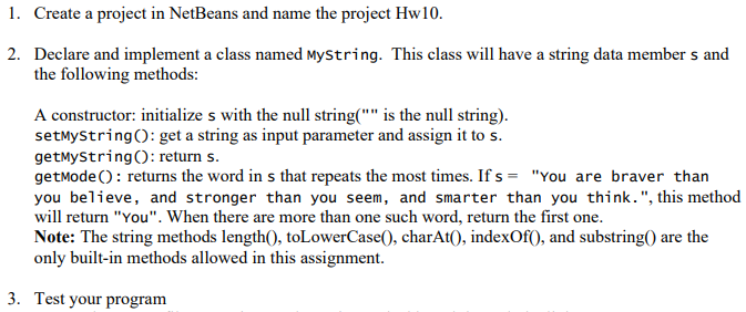 Solved 1. Create A Project In NetBeans And Name The Project | Chegg.com