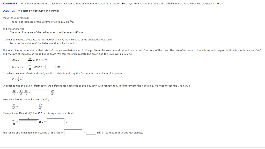 Solved EXAMPLE 1 Air is being pumped into a spherical | Chegg.com