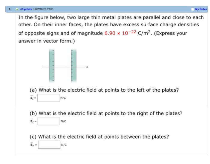 Solved In the figure below, two large thin metal plates are