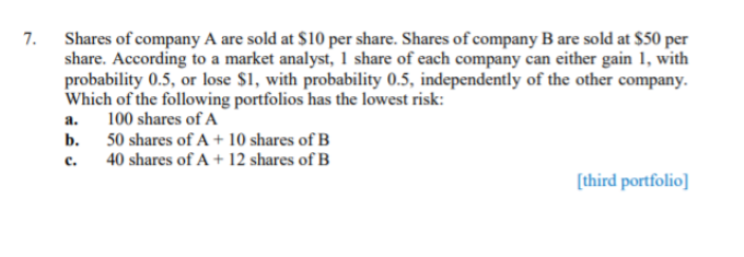 Solved 7. Shares Of Company A Are Sold At $10 Per Share. | Chegg.com