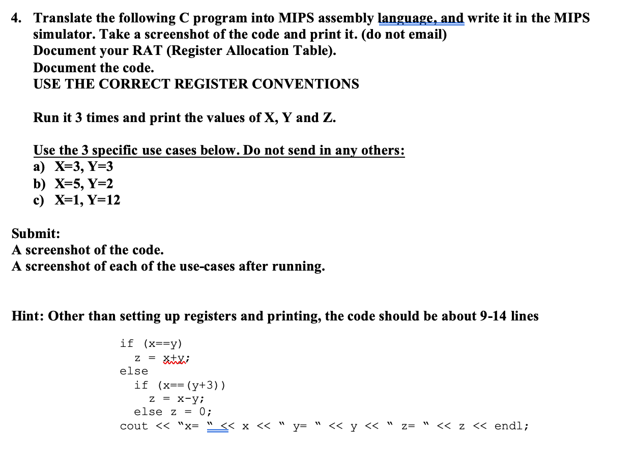 4. Translate The Following C Program Into MIPS | Chegg.com