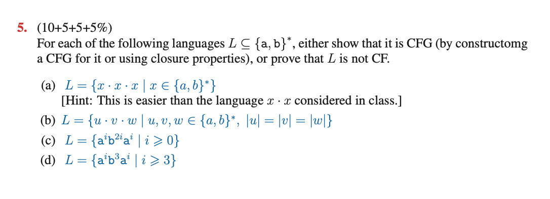 Solved 5 10 5 5 5 For Each Of The Following Languages Chegg Com