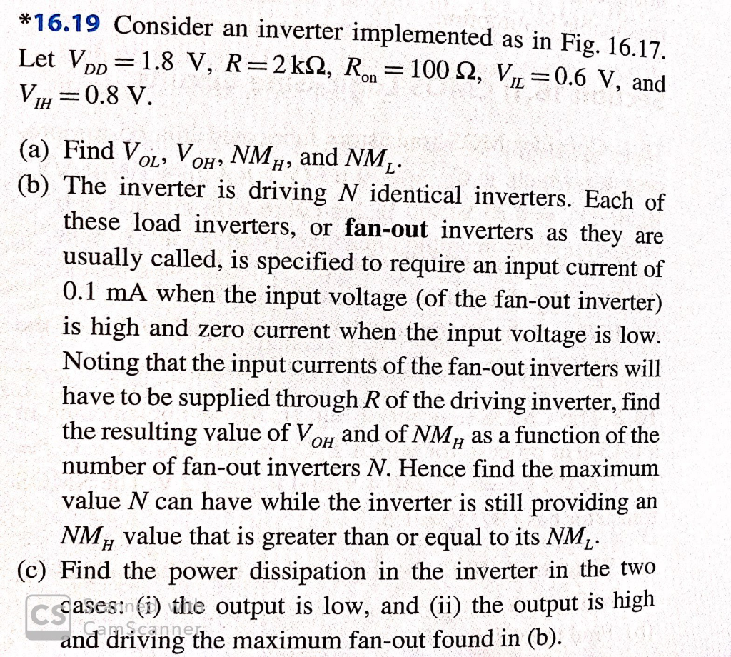 *16.19 Consider an inverter implemented as in Fig. | Chegg.com