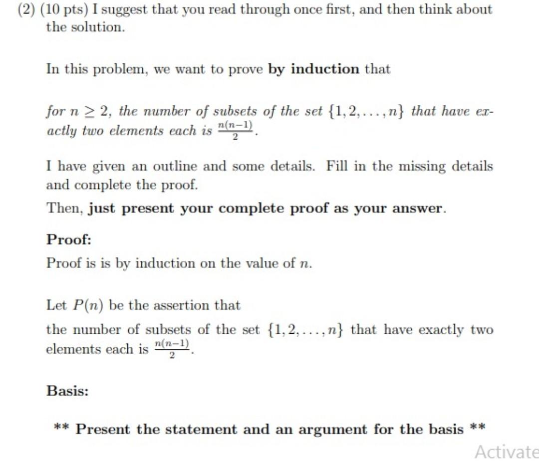 Solved Inductive Step Inductive hypothesis ** State the