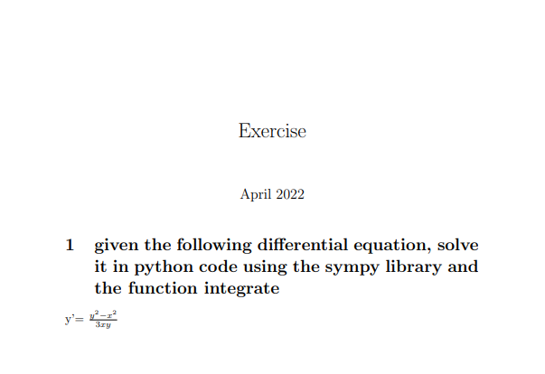Solved Exercise April 2022 given the following differential | Chegg.com