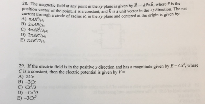 Solved The magnetic field at any point in the xy plane is | Chegg.com