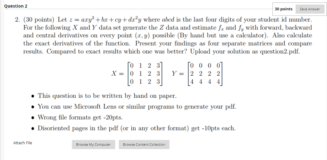 Solved Question 2 30 points Save Answer 2. (30 points) Let z | Chegg.com