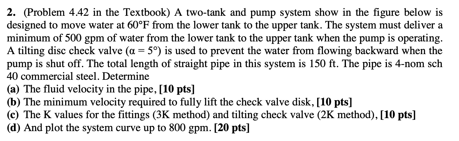 2. (Problem 4.42 in the Textbook) A two-tank and pump | Chegg.com