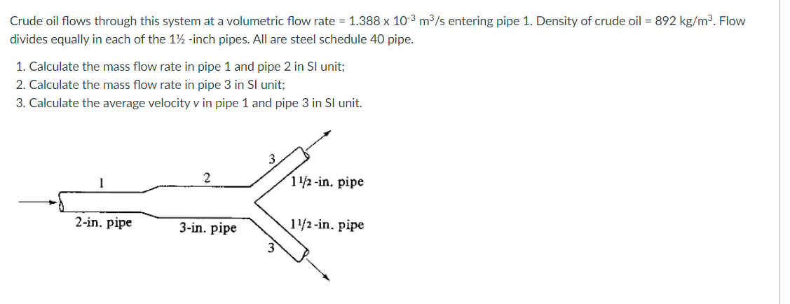 Solved Crude oil flows through this system at a volumetric | Chegg.com