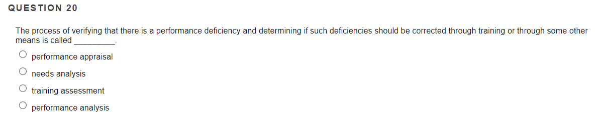 Solved QUESTION 20 The process of verifying that there is a | Chegg.com