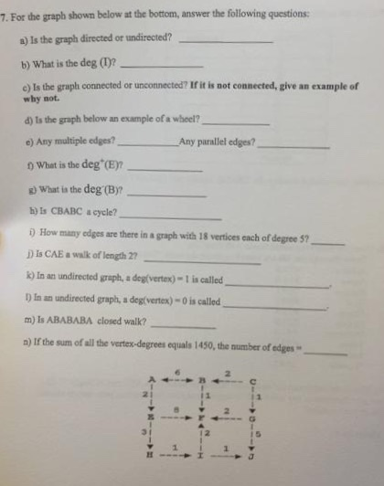 Solved 7. For the graph shown below at the bottom, answer | Chegg.com