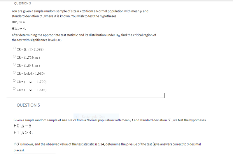 Solved QUESTION 3 You are given a simple random sample of | Chegg.com