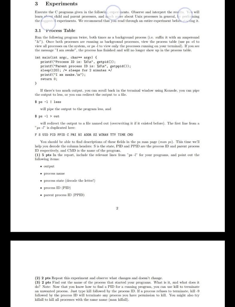 3 Experiments Execute the programs given in the | Chegg.com