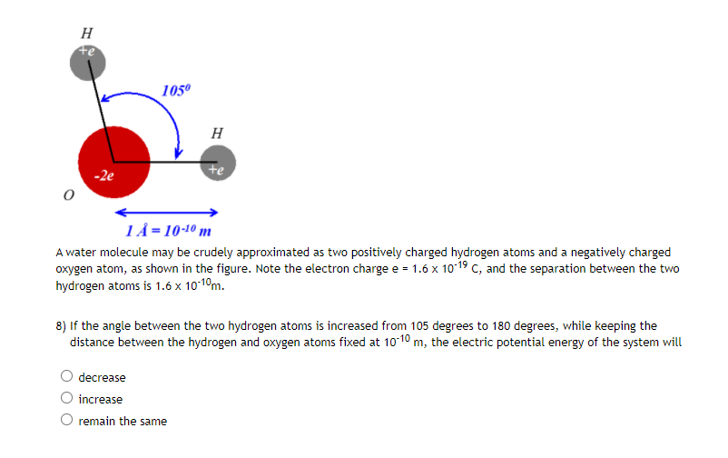 Solved H Te 1050 H 2e Te O 1 A 10 10 M A Water Molecule Chegg Com