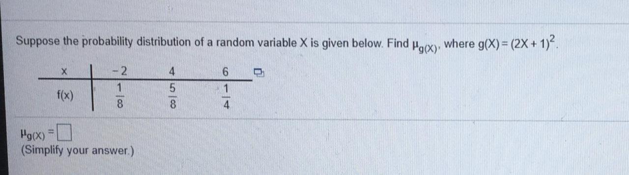 Solved Suppose the probability distribution of a random | Chegg.com