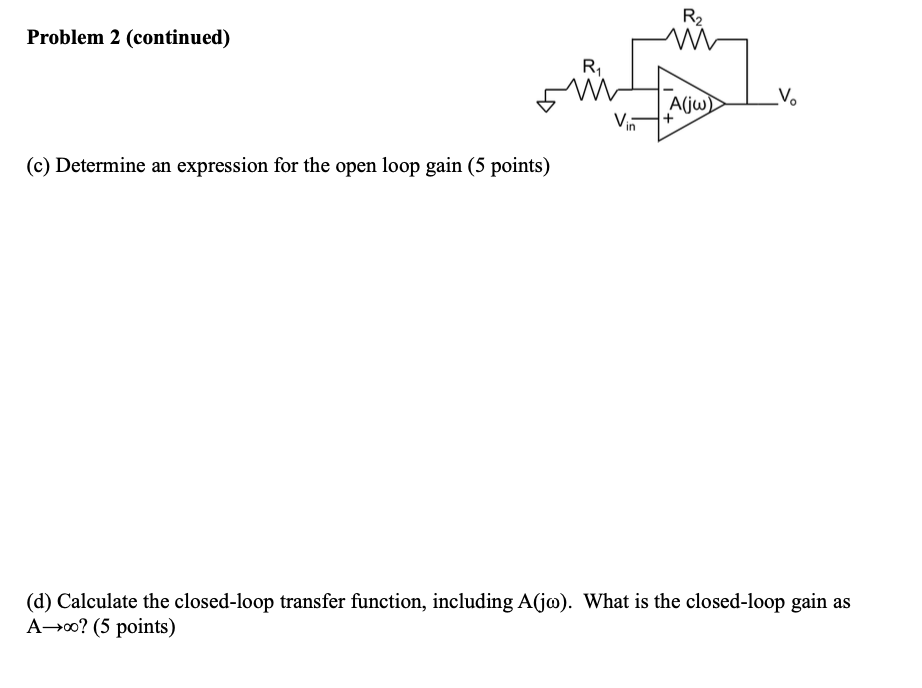 Solved Problem 2 Consider The Non-inverting Amplifier | Chegg.com