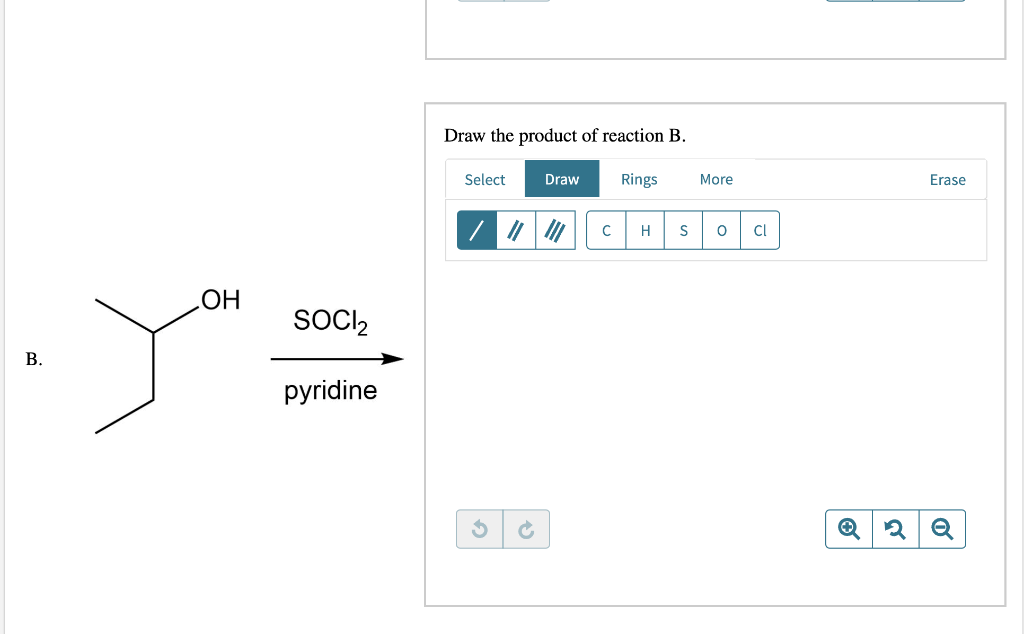 Solved B. OH SOCI₂ pyridine Draw the product of reaction B. | Chegg.com