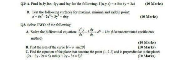 Solved Qua Find Fx Fy Fxx Fyy And Fxy For The Following