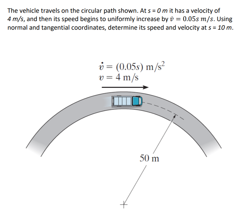 Solved The Vehicle Travels On The Circular Path Shown At Chegg Com