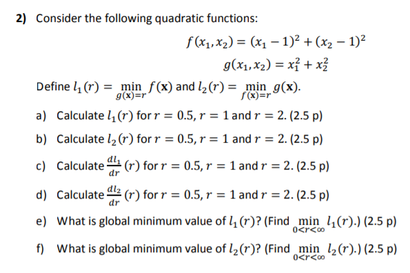 Solved 2 Consider The Following Quadratic Functions F X Chegg Com
