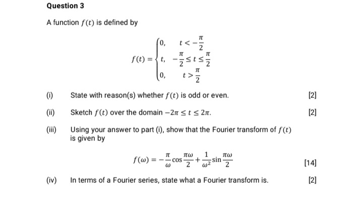 Question 3 A Function F T Is Defined By 0 T Tt Tt Chegg Com