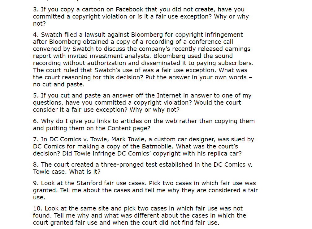 Solved 3. If you copy a cartoon on Facebook that you did not 