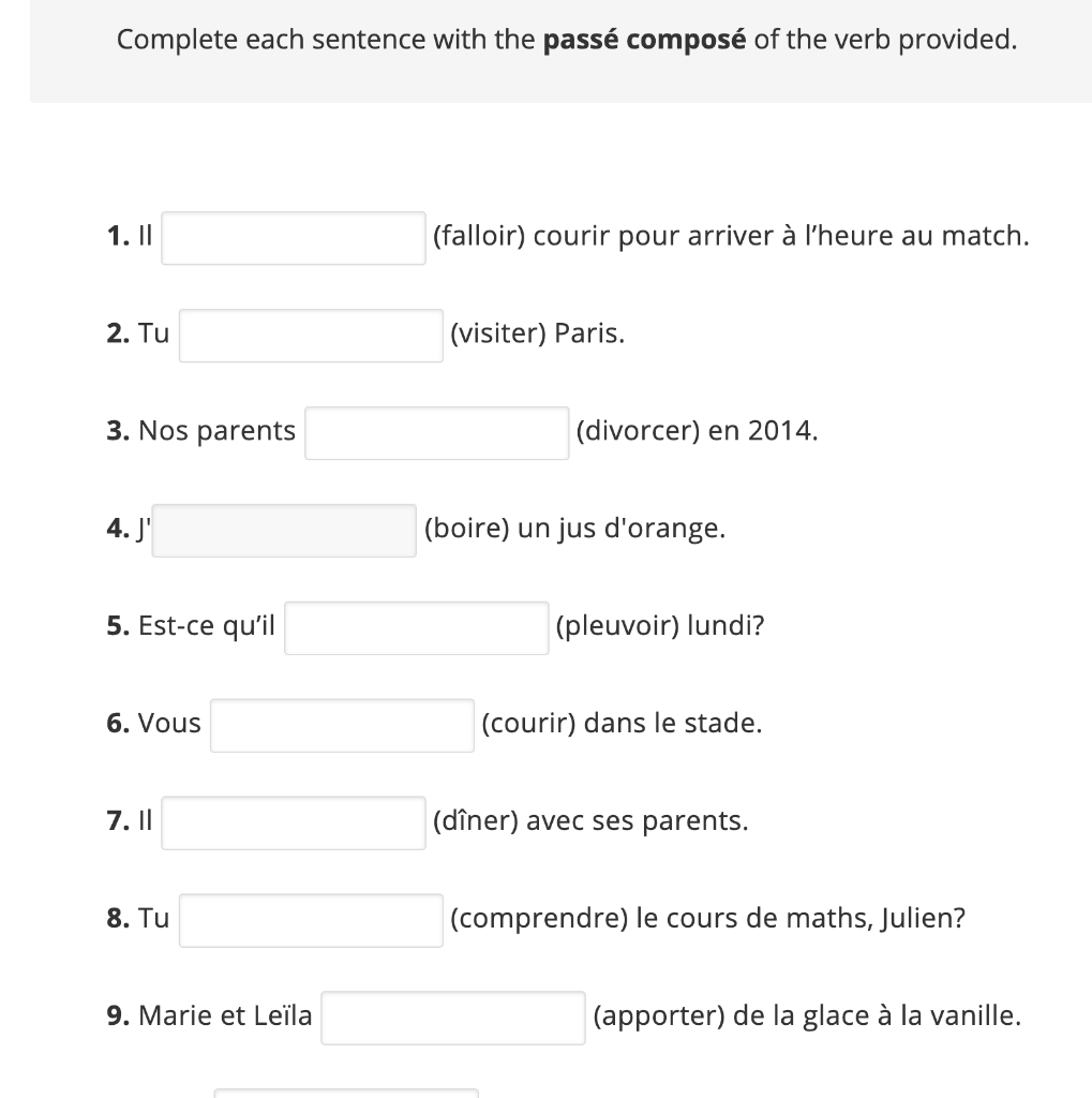 Arriver Passe Compose Solved Complete each sentence with the passé composé of the | Chegg.com