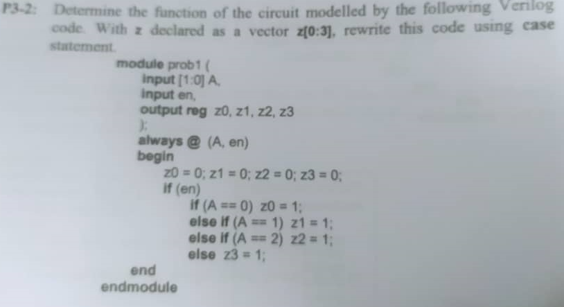 Solved P3-2: Determine the function of the circuit modelled | Chegg.com