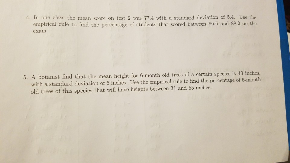 Solved 4. In one class the mean score on test 2 was 77.4 | Chegg.com