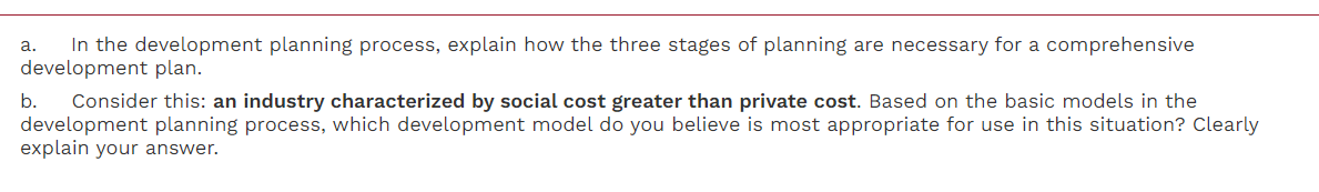 Solved a. In the development planning process, explain how | Chegg.com