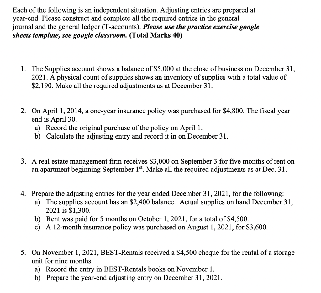 Solved Each of the following is an independent situation. | Chegg.com
