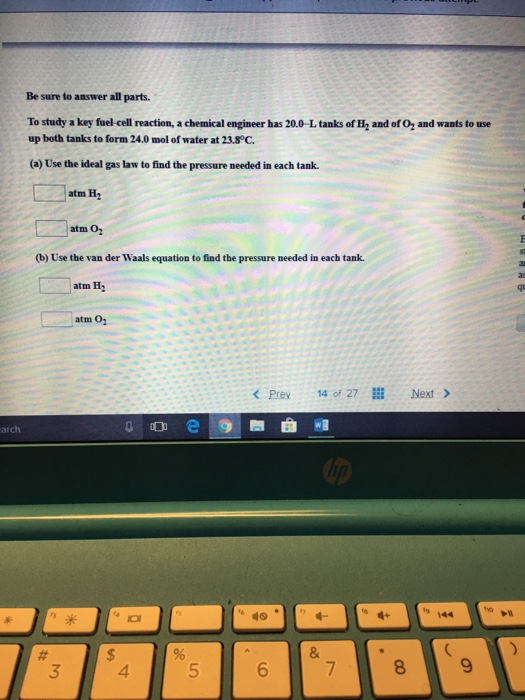 Solved Be sure to answer all parts. To study a key fuelcell