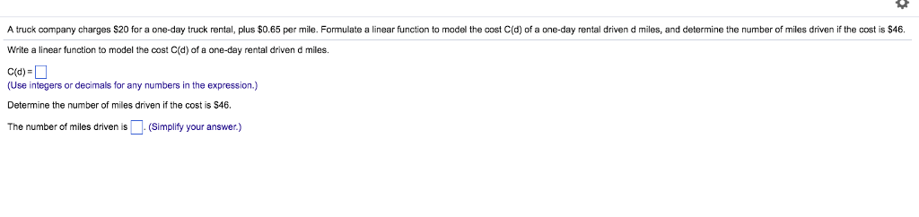 Solved A truck company charges $20 for a one-day truck | Chegg.com