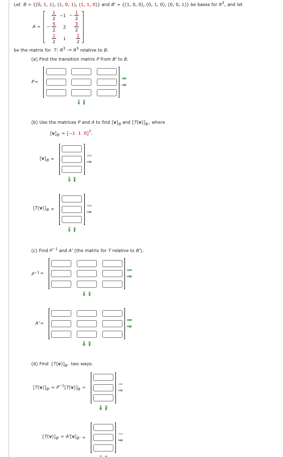 Solved Let B = {(0, 1, 1), (1, 0, 1), (1, 1, 0)} And B' = | Chegg.com