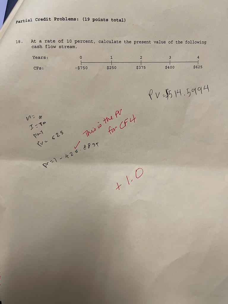 Solved partial Credit Problems (19 points total) 18. At a
