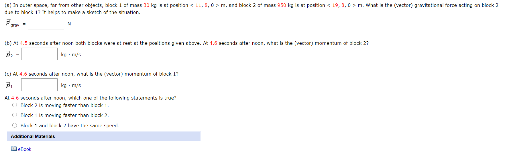Solved (a) In outer space, far from other objects, block 1 | Chegg.com