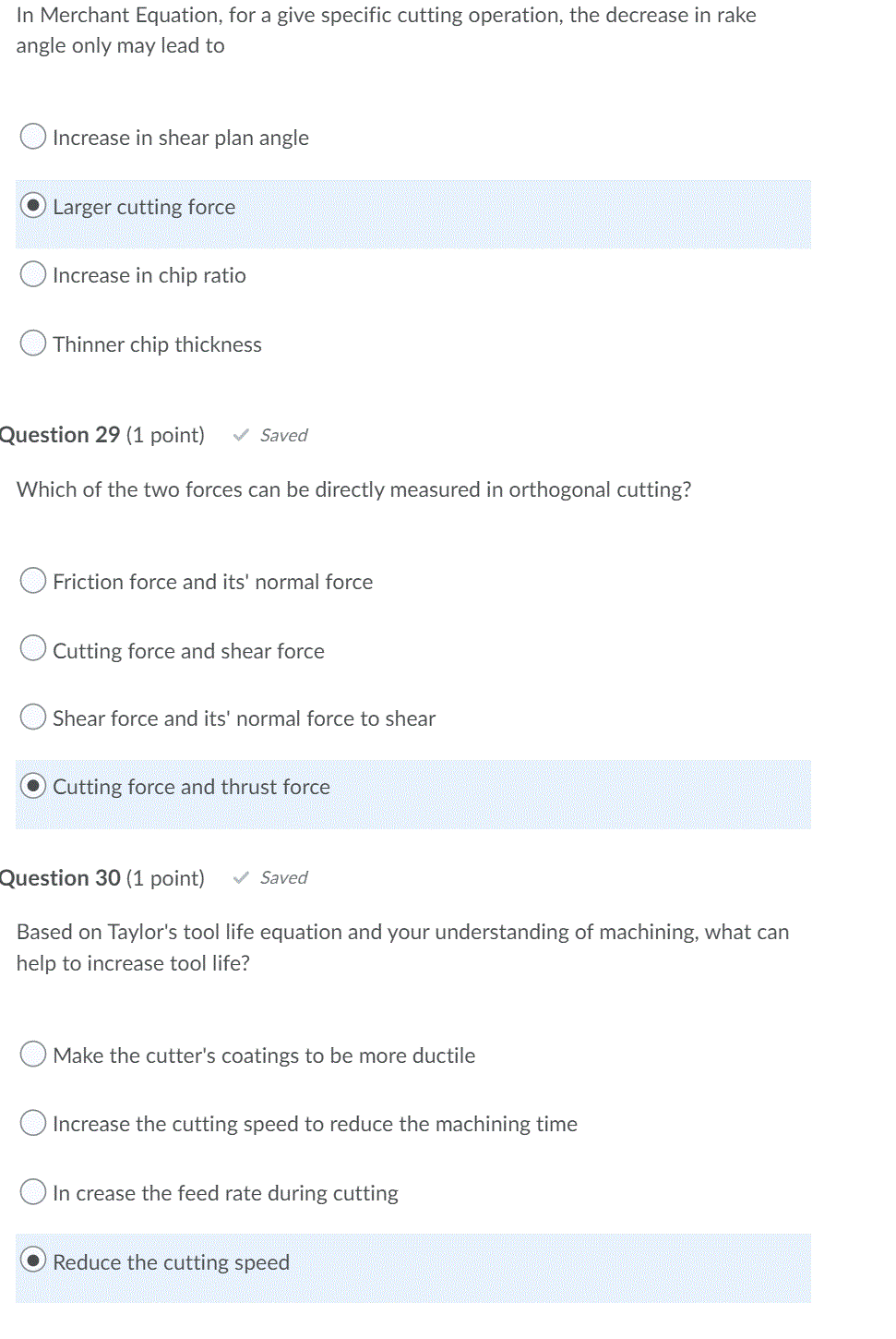 Solved In Merchant Equation, for a give specific cutting | Chegg.com