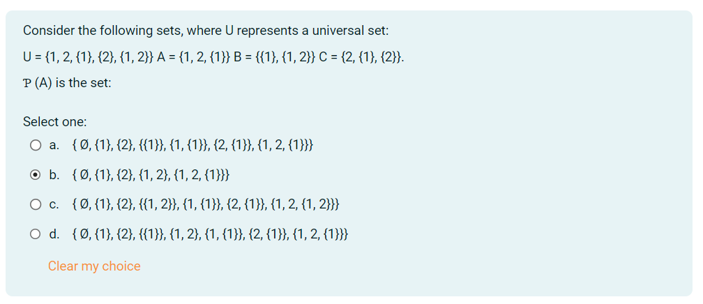 Solved Consider the following sets, where \\( U \\) | Chegg.com